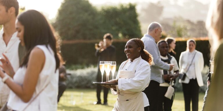 Drinks served to guests in the garden, The Forum Embassy Hill