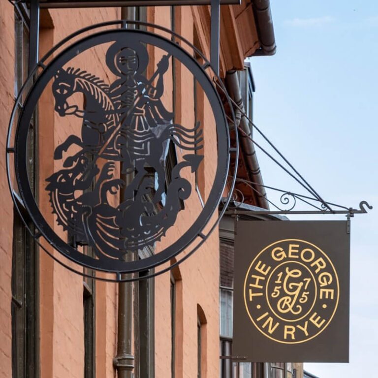 The George in Rye's hanging sign on the High Street, The George in Rye