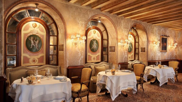 A restaurant interior in opulent Venetian style, The Gritti Palace