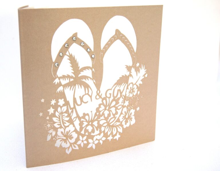 Bespoke laser cut beach themed invitation, The Hummingbird Card Company