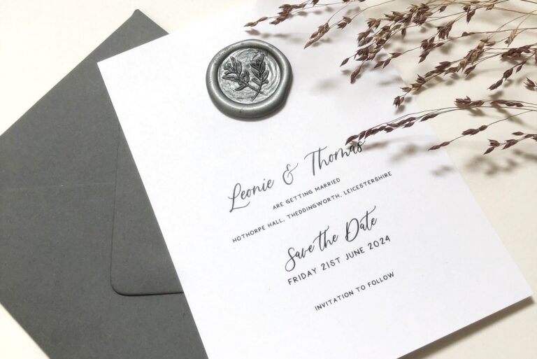 Save the date with a wax seal, The Hummingbird Card Company