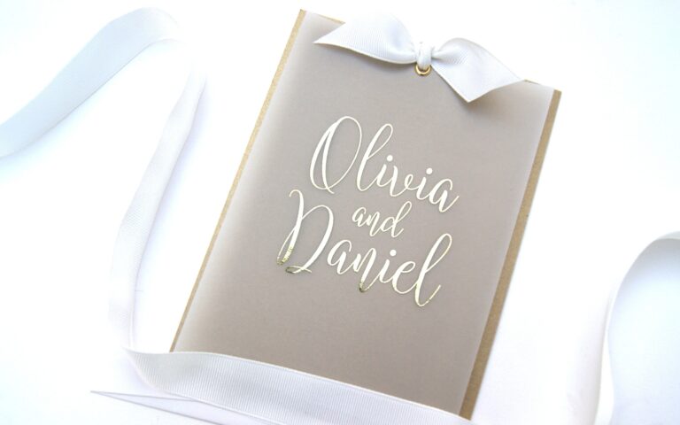 Foiled layered vellum invitation, The Hummingbird Card Company
