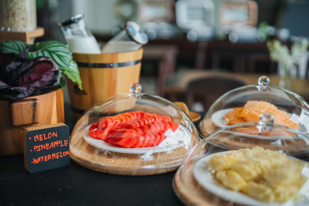 Fresh fruit and breakfast buffet counter, The Kala Samui