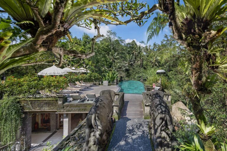 The pool terrace set in the jungle, The Kayon Ubud Resort