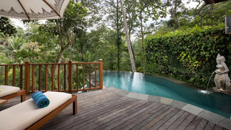Premier Pool Villa infinity pool and deck, The Kayon Ubud Resort