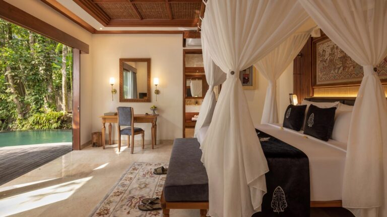 Royal Jacuzzi Pool Villa bedroom, The Kayon Ubud Resort