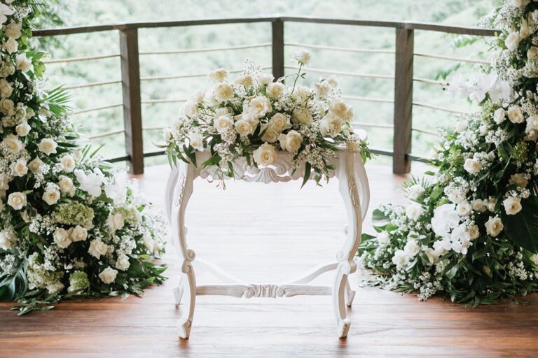 Floral altar table on the chapel deck, The Kayon Valley Resort Ubud