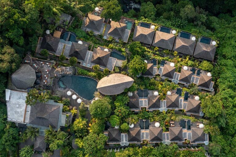 Aerial view of the villas and pools, The Kayon Valley Resort Ubud
