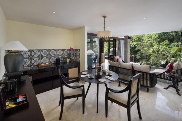 Premier Pool Villa with Spa Bath living and dining area, The Kayon Valley Resort Ubud