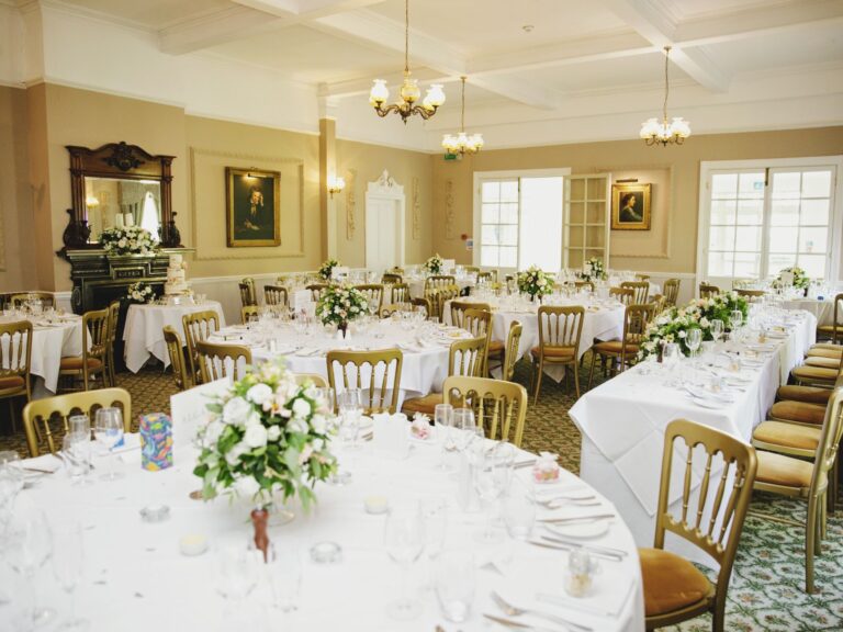 A close table setting with white florals, The Lake Country House Hotel & Spa