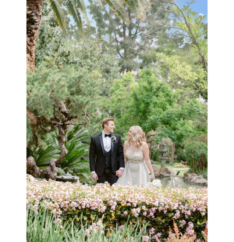 A couple walking among the hotel gardens, The Langham Huntington Pasadena