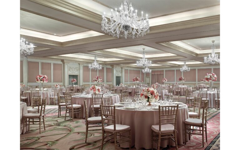 The Huntington Ballroom laid out for a banquet, The Langham Huntington Pasadena