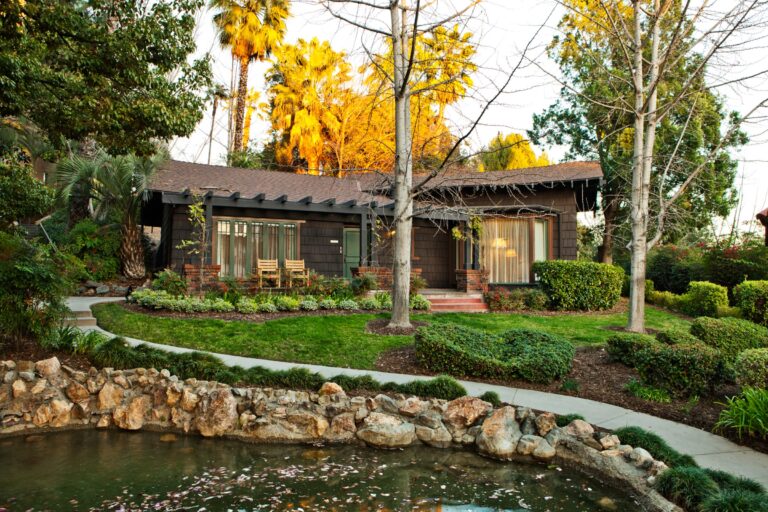Wisteria Cottage beside the garden stream, The Langham Huntington Pasadena