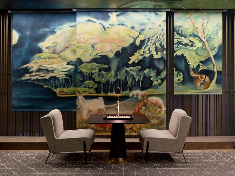 The Drawing Room in The Residence, a residents-only lounge with a hand-painted mural, The Londoner