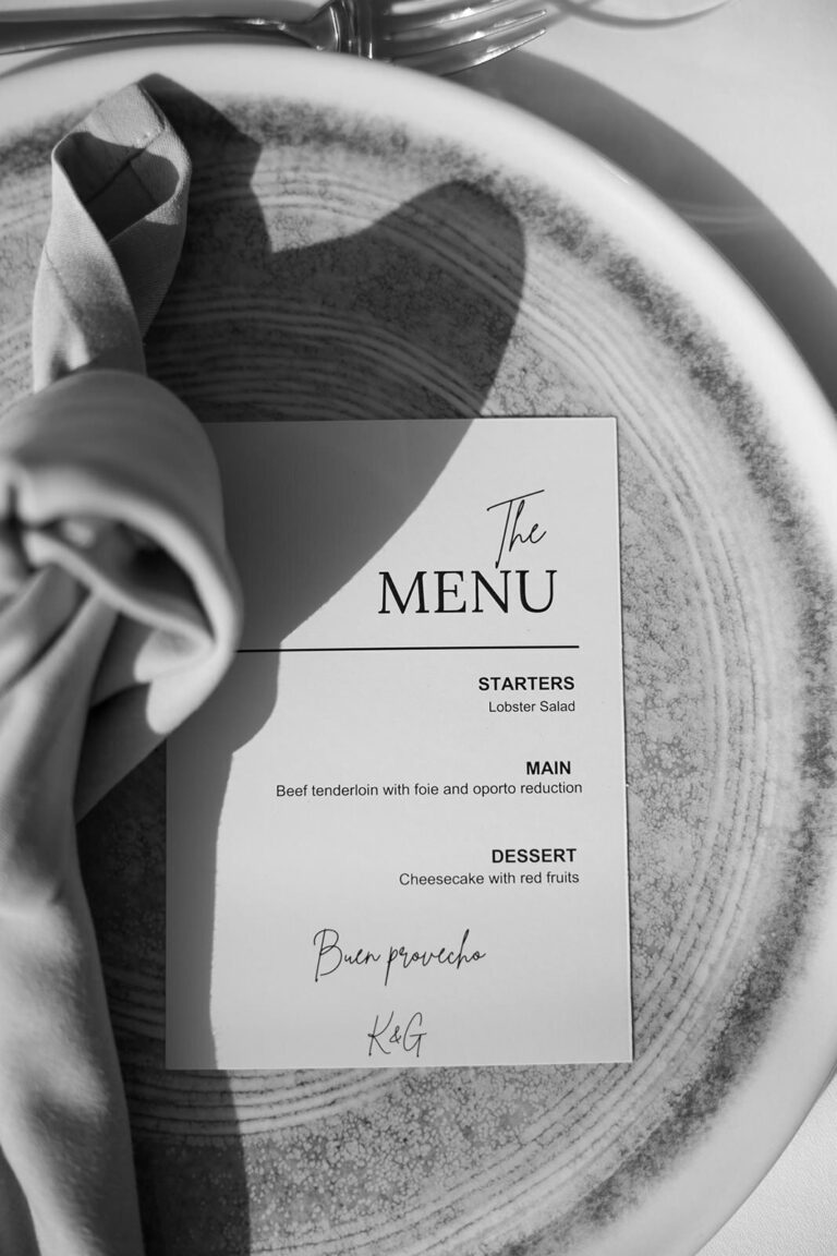 The menu, set at every place, The Mallorca Wedding Company
