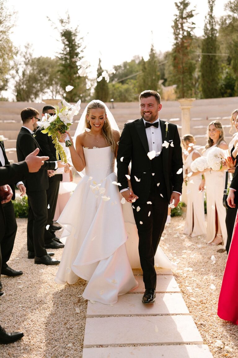 Just married, through the confetti, The Mallorca Wedding Company