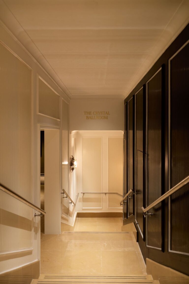 The private staircase leading down to The Crystal Ballroom entrance, The May Fair
