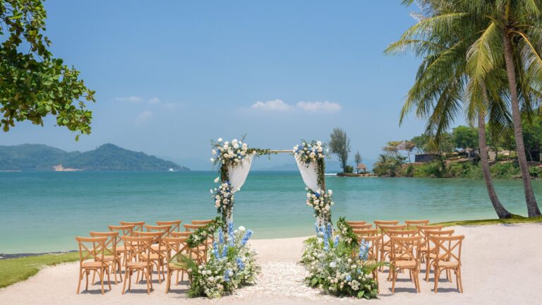 Wedding set up on the beach lawn, The Naka Island, A Luxury Collection Resort and Spa, Phuket