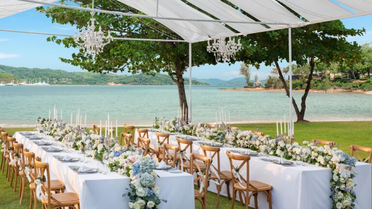Beach lawn wedding setting facing the sea, The Naka Island, A Luxury Collection Resort and Spa, Phuket