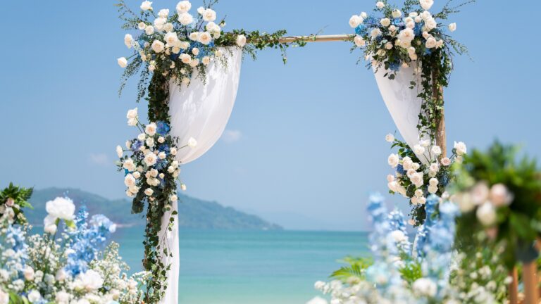 Beach wedding set up on the lawn, The Naka Island, A Luxury Collection Resort and Spa, Phuket