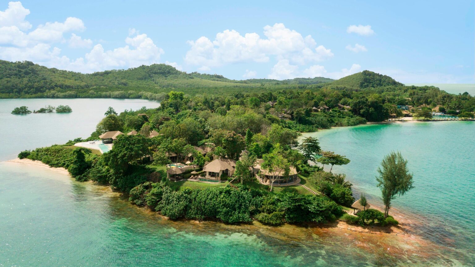Villas and gardens of the resort on Naka Yai Island