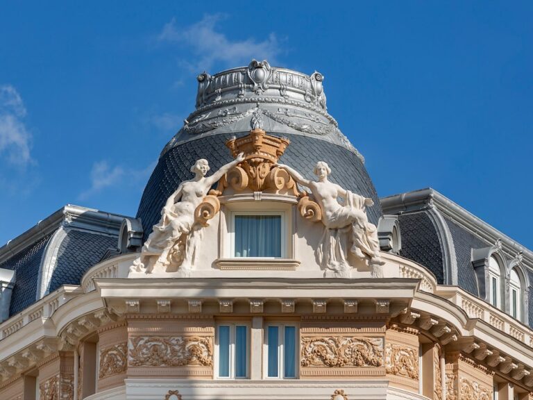 The sculpted dome on the roofline, The Palace, a Luxury Collection Hotel, Madrid