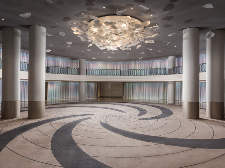 The ballroom with its circular patterned carpet, The Palace, a Luxury Collection Hotel, Madrid