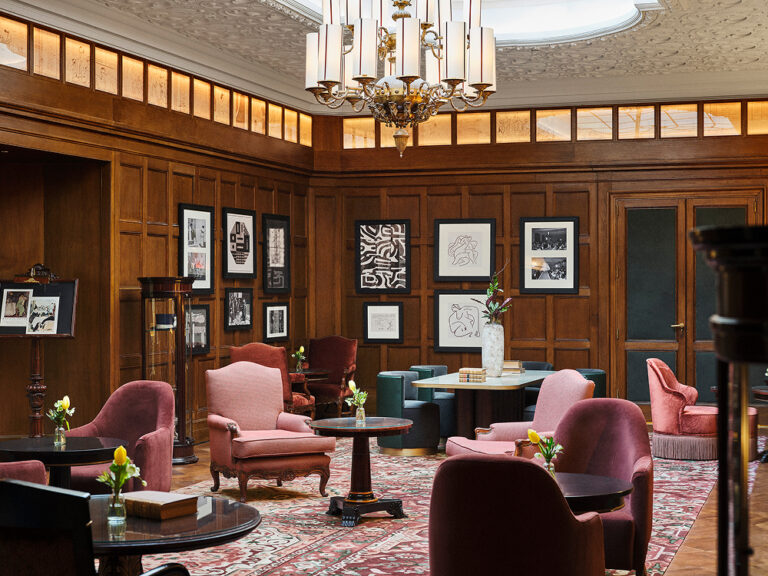 The wood panelled 27 Club bar, The Palace, a Luxury Collection Hotel, Madrid