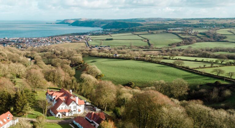 The house and the Cardigan coast from above, The Penrallt Country House Hotel