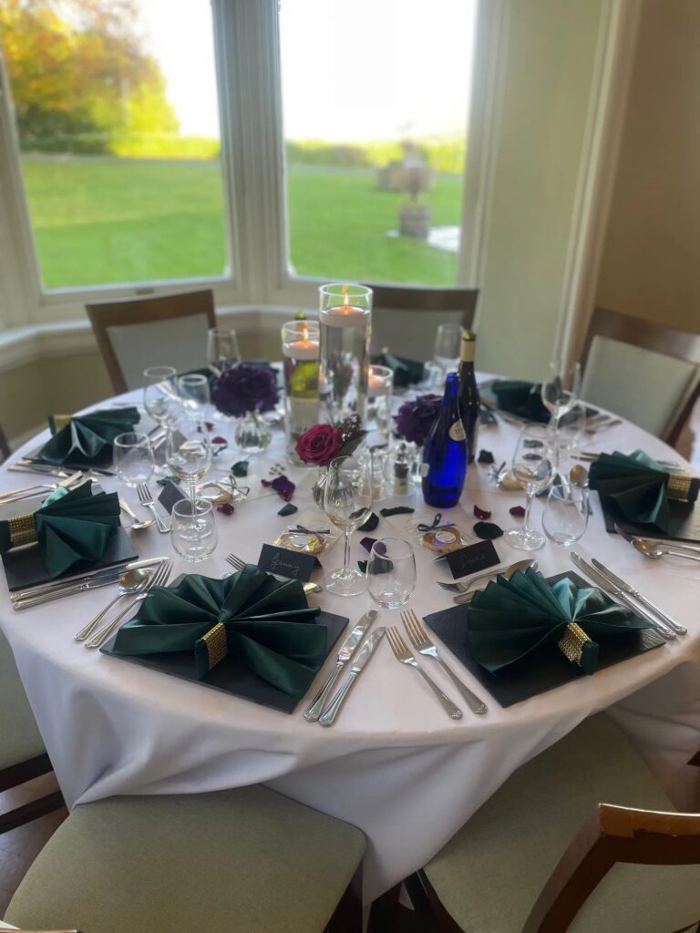 A round table by the bay window, The Penrallt Country House Hotel
