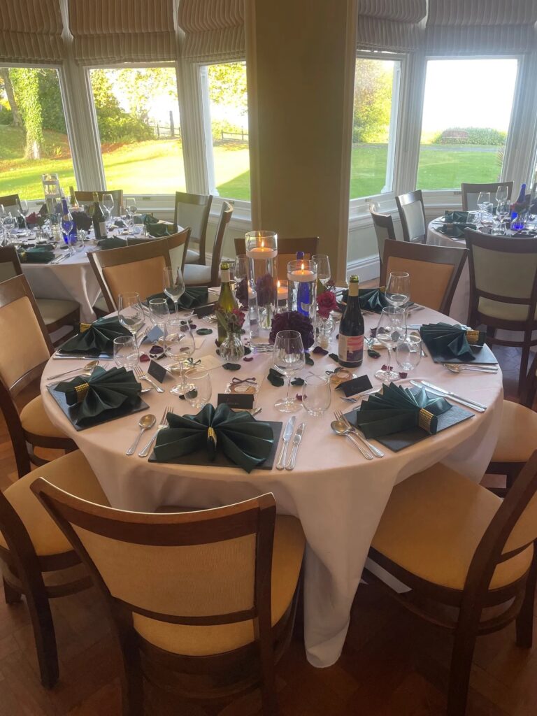 Round tables in the dining room, The Penrallt Country House Hotel
