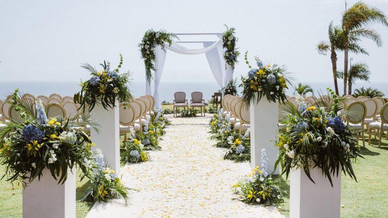 A ceremony set in the gardens of El Mirador, The Ritz-Carlton, Abama