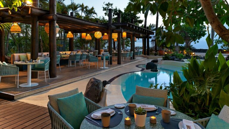 Txoko by the pool, at dusk, The Ritz-Carlton, Abama