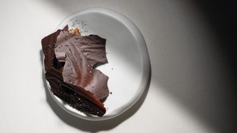 A dessert plated at M.B, The Ritz-Carlton, Abama