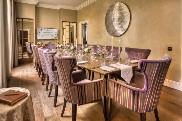 The Cellar set as a private dining room with a long table for 14, The Roseate Reading