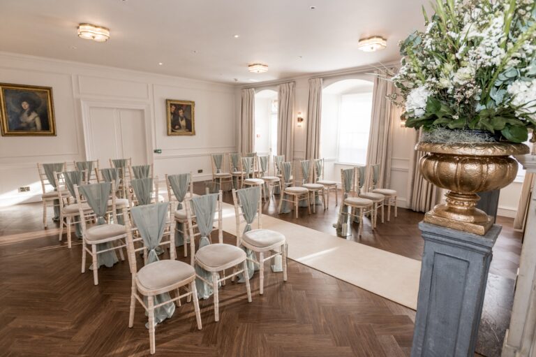 The Library set for a civil ceremony, The Royal Crescent Hotel & Spa