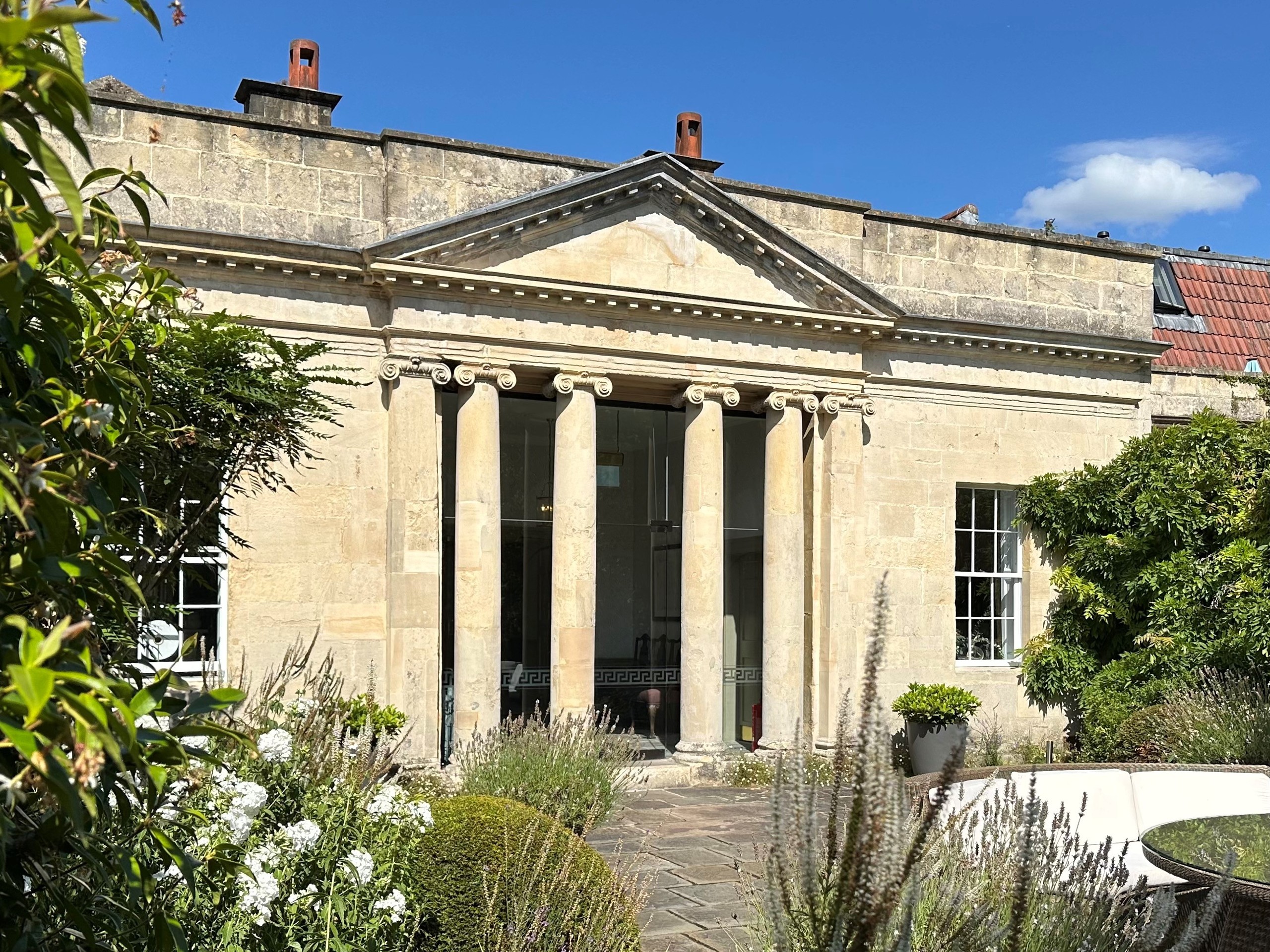The Garden Villa and its stone portico, The Royal Crescent Hotel & Spa