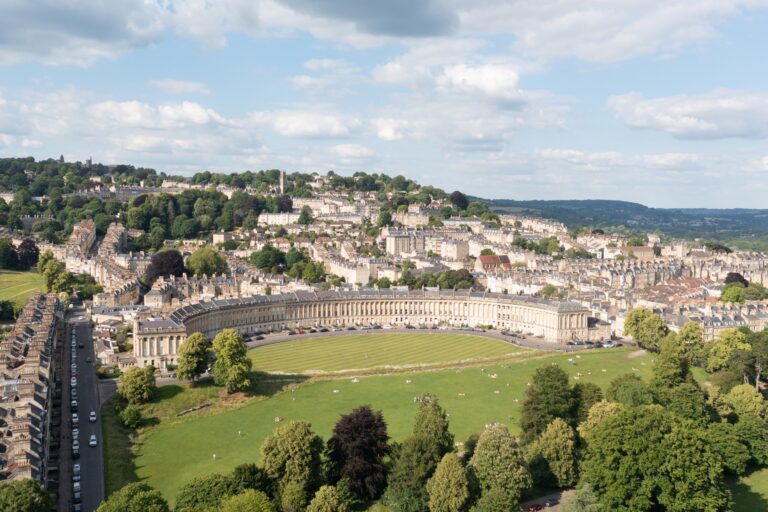 The city of Bath and the Royal Crescent from above, The Royal Crescent Hotel & Spa