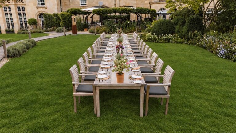 A long table set on the lawn, The Royal Crescent Hotel & Spa