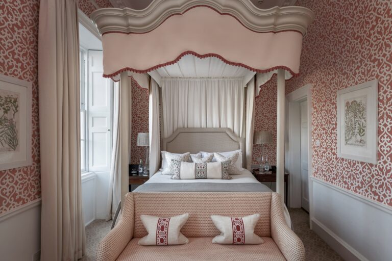 The bedroom of the Sir Percy Blakeney master suite, The Royal Crescent Hotel & Spa
