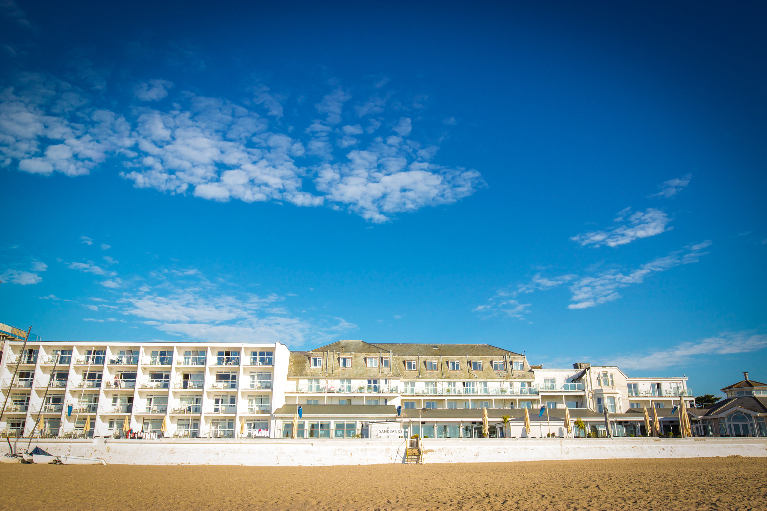 The Sandbanks Hotel seen from the beach at Sandbanks, Poole
