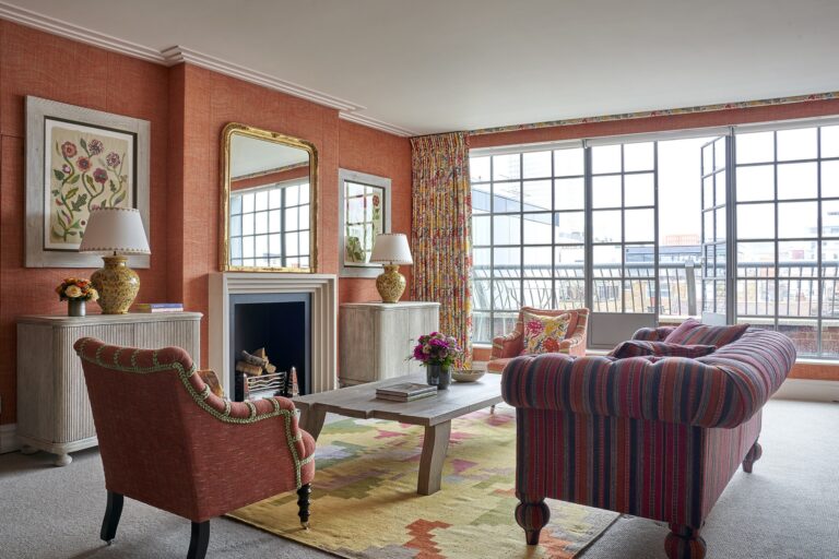 The sitting room of the one bedroom Soho Suite, The Soho Hotel