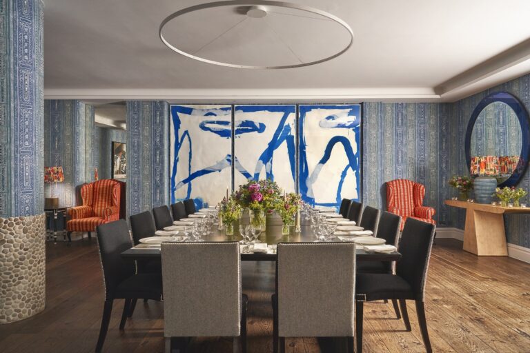 The Indigo Room set for a private dinner, The Soho Hotel