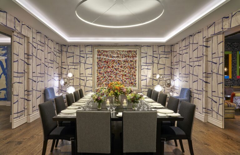 The Sandra Blow Room laid for dinner, The Soho Hotel