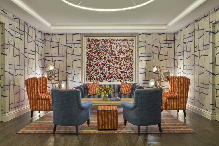 A sitting area in the Sandra Blow Room, The Soho Hotel