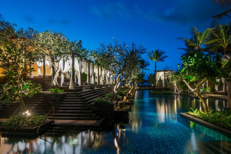 The lagoon at night, The St. Regis Bali Resort