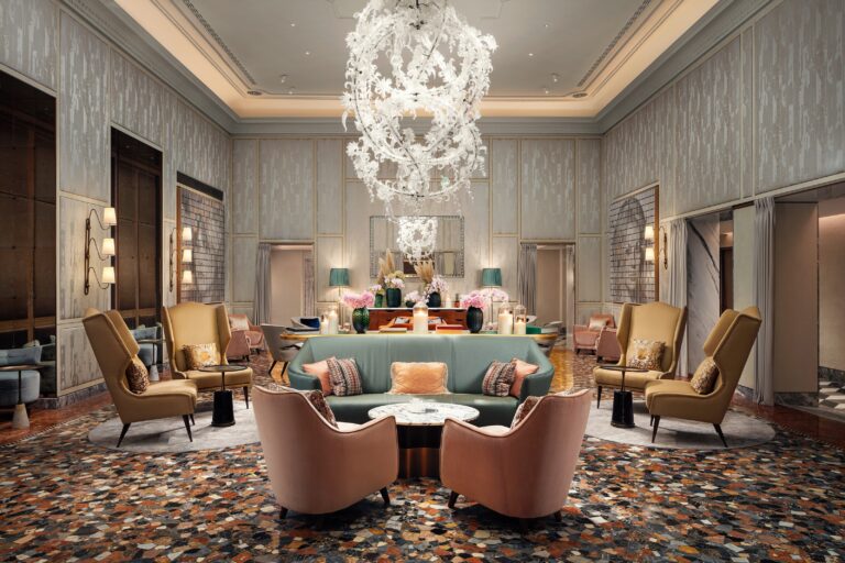 The Gran Salone with its glass chandelier, The St. Regis Venice