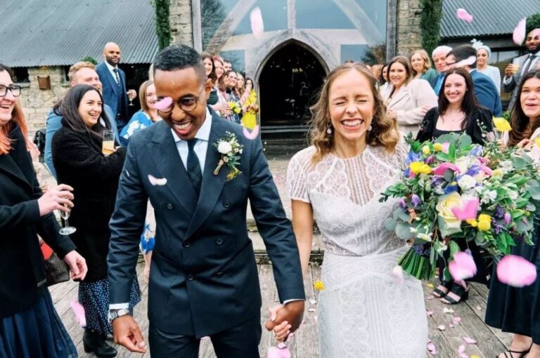 Confetti and laughter, walking away married, The Studio Without Walls