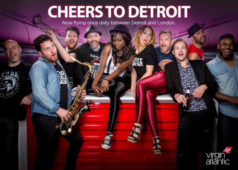 The band at a Virgin Atlantic Detroit launch party, The Sway Allstars