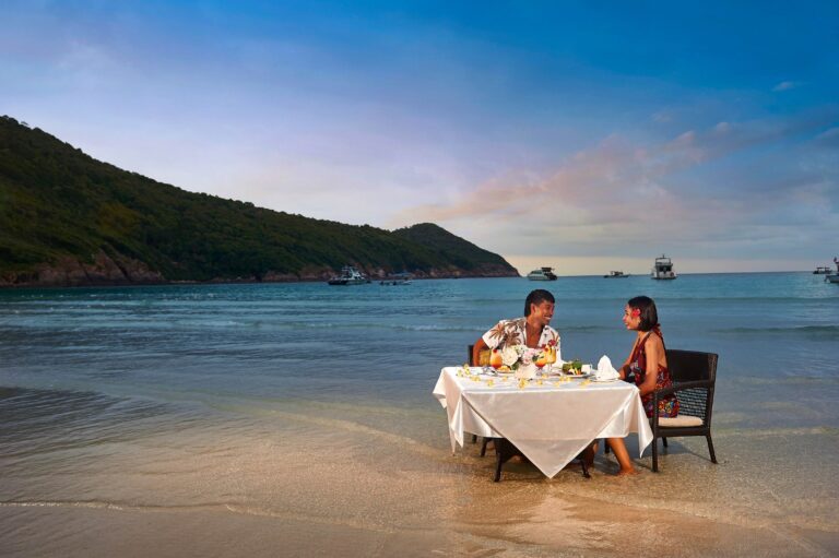 Dinner at the water's edge, The Taaras Beach and Spa Resort